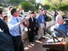 Dan Marino throwing the ball to the governor