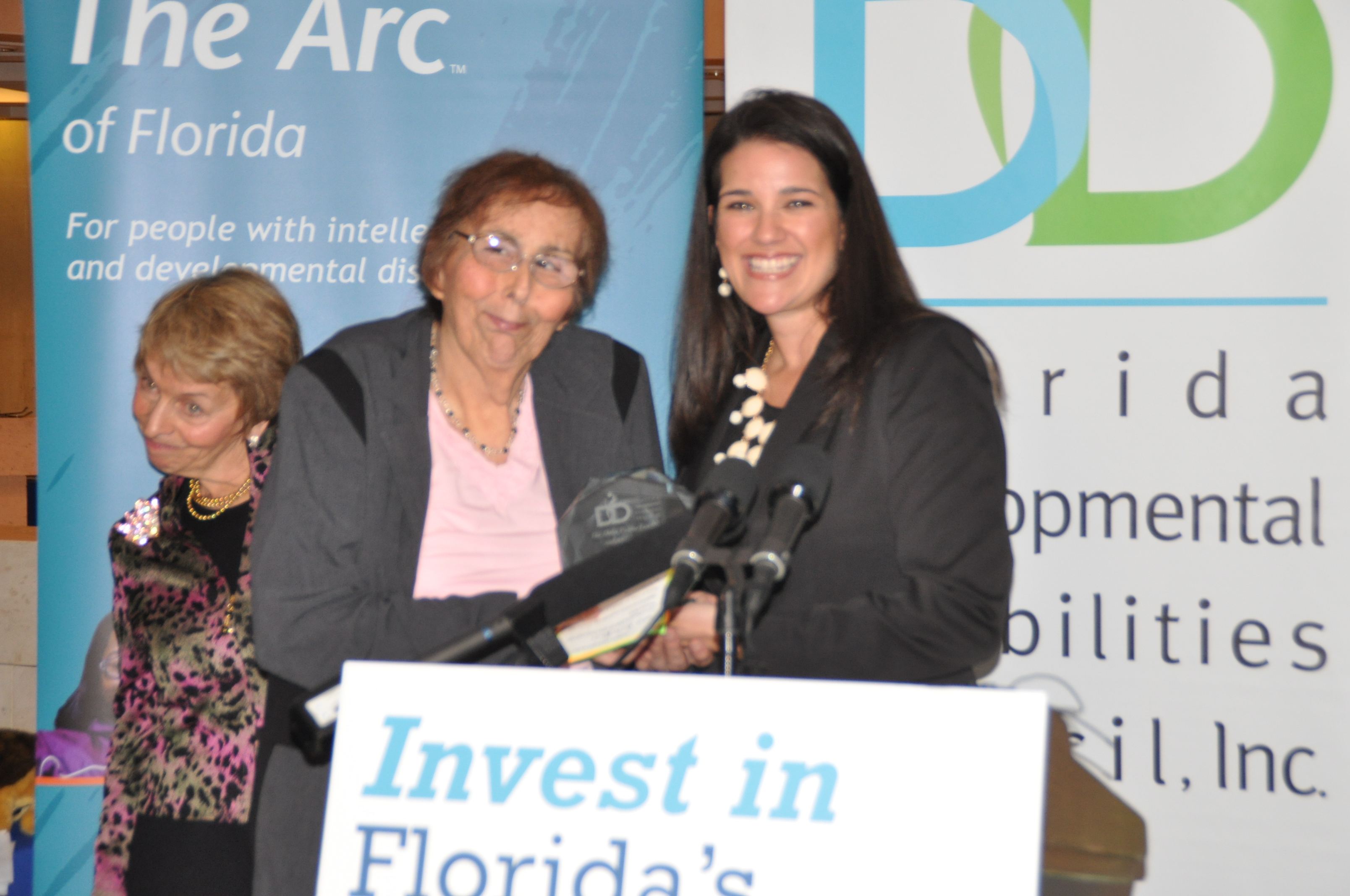 Mary Jo Pirone accepts the Idelio Valdez Award.