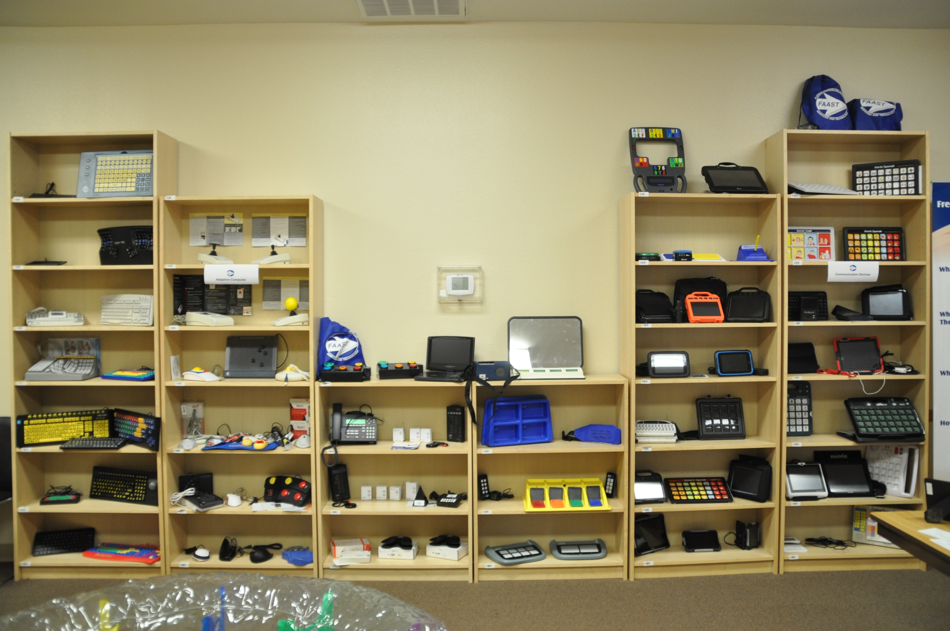 Some of the assistive devices FAAST has in their Tallahassee showroom.