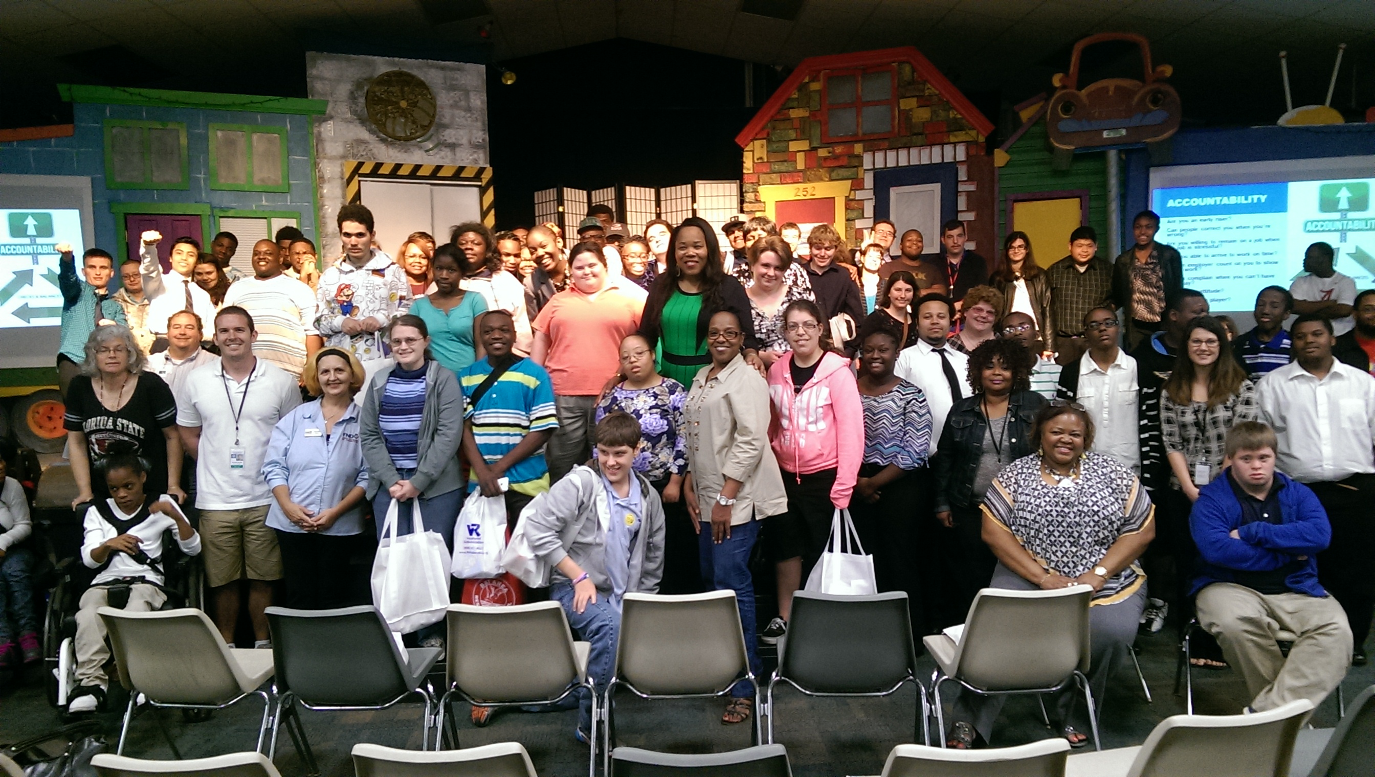 Katrina Washington with the students who attended the Transition Services Fair at Marcus Pointe Baptist Church. .