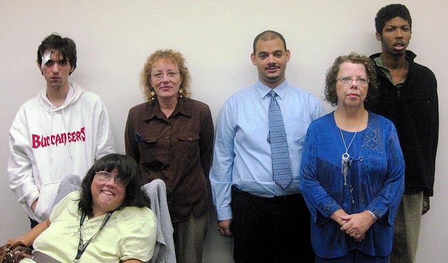 The Suncoast Area's DMD participants on October 21 included mentees from Pinellas County. From left, James Stimpson, mentee; Eileen O'Brien, APD; Bonnie Beaulieu, APD; Jamar Rosado, mentee; Marcia DiGrazia, APD; and Sheddale Smith, mentee
