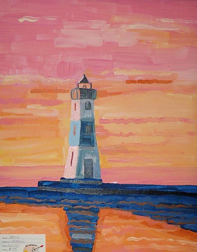 This painting in acrylic entitled "Lighthouse" won the Best of Show award for David, of Easter Seals, in the Suncoast Area's Fourth Annual Art and Fine Craft Exhibition