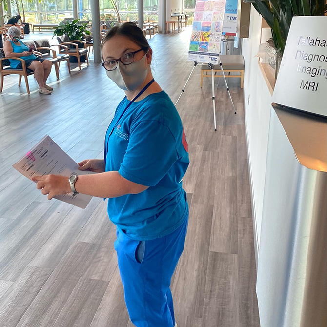 Reagan Brown works the front desk at Radiology Associates in Tallahassee, Florida.