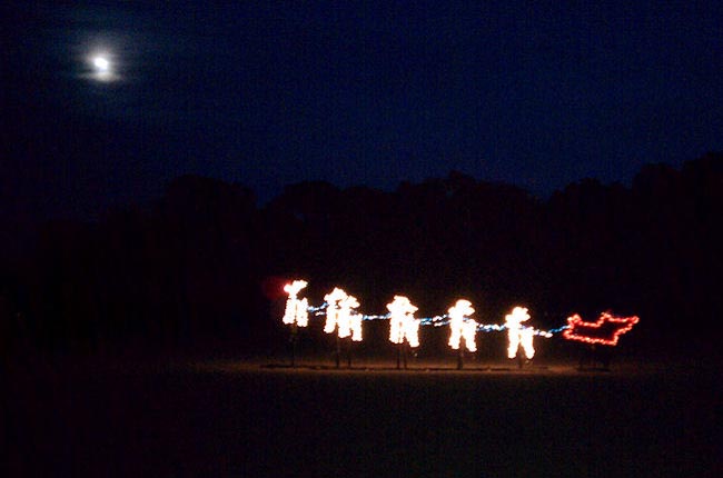 The lights in Sunland's sleigh and reindeer display are replaced, thanks to the generosity of the Maintenance staff.